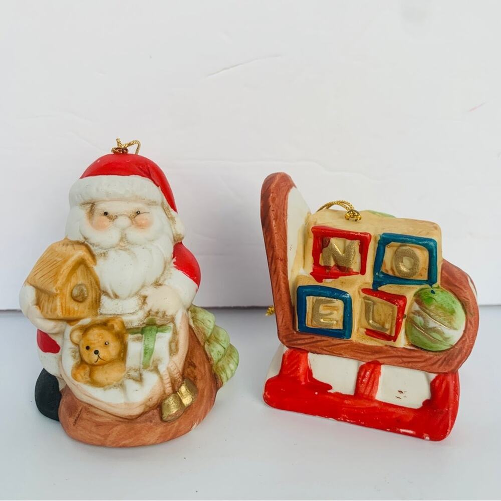 Vintage Santa Ceramic Ornaments